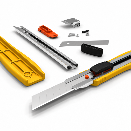 Free Snap-Off Knife CAD Plans — exploded 3D parts view